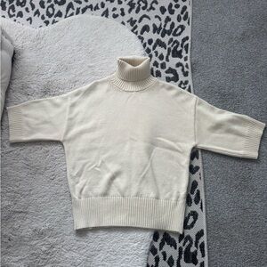 H&M Cream Short-Sleeve Turtleneck Sweater